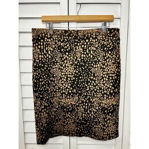 Vivienne Tam Leopard Print Knit Stretch Pencil Skirt Women's Size 12 Black & Tan